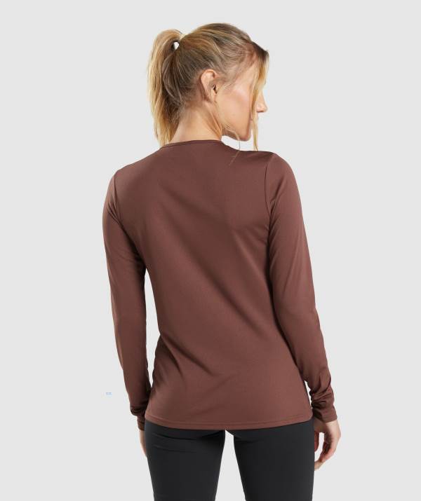 Damske Mikiny Gymshark Training Long Sleeve Top Ruzove Hnede | RB2139846
